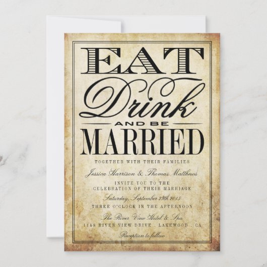 Eat, Drink en huwelijk Kaart (Voorkant)