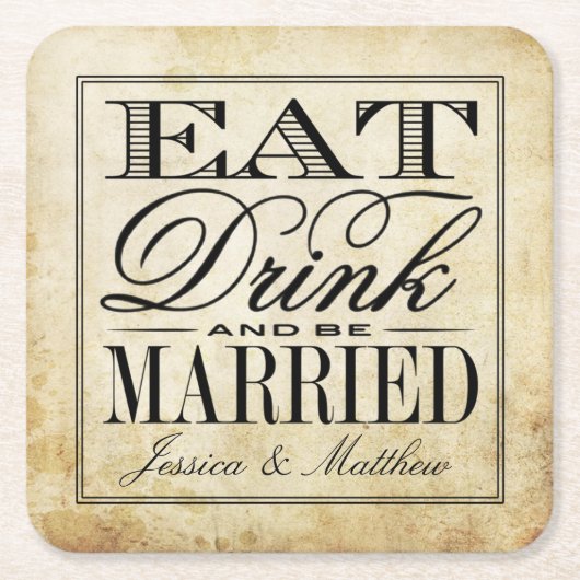 Eat, Drink en huwelijk Kartonnen Onderzetters (Voorkant)