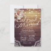 EAT-Drink en huwelijk met Floral Rustisch hout Kaart (Voorkant)