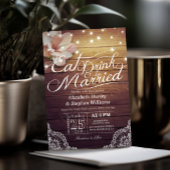 EAT-Drink en huwelijk met Floral Rustisch hout Kaart