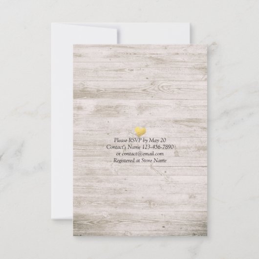 EAT-Drink en huwelijk met Floral Rustisch hout Kaart (Achterkant)