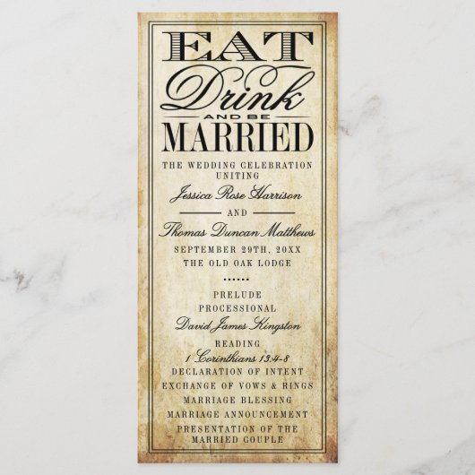 Eat, Drink en huwelijk Programmakaart (Voorkant)