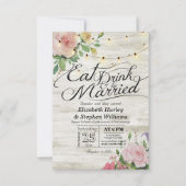 EAT-Drink en huwelijk Rustic Floral Light Wedding Kaart (Voorkant)