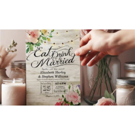 EAT-Drink en huwelijk Rustic Floral Light Wedding Kaart