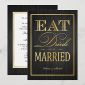 Eat Drink en huwelijk - zwart en goud Kaart (Voorkant / Achterkant)