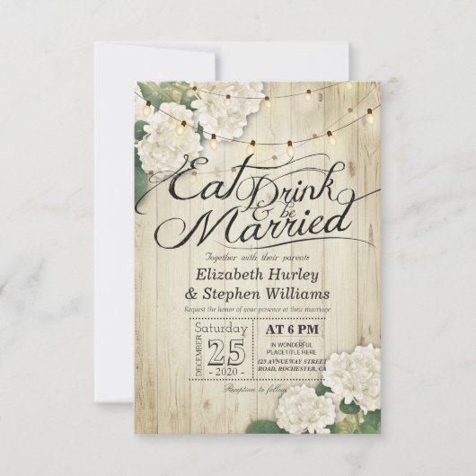 EAT-Drink en huwelijksbloemen Kaart (Voorkant)