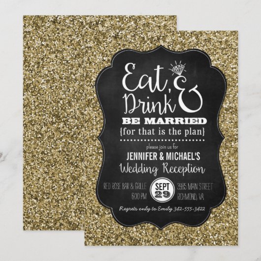 Eat, Drink en huwelijksbruiningen uitnodigen Kaart (Voorkant / Achterkant)