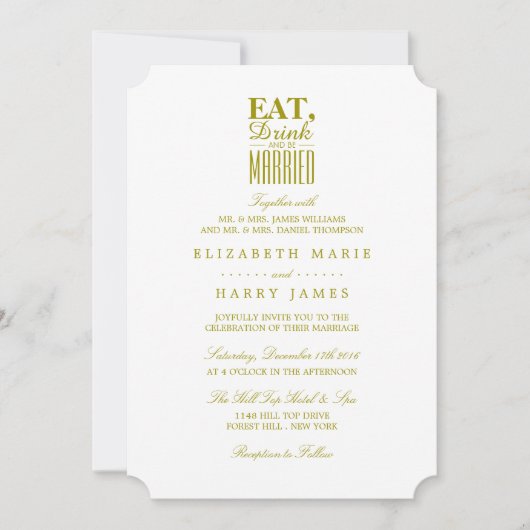 Eat, Drink en huwelijksfeest Kaart (Voorkant)