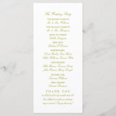 Eat, Drink en huwelijksgoudweddenschap Programmakaart (Achterkant)