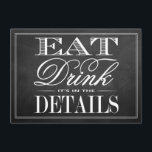 Eat, Drink en huwelijkshuwelijk Informatiekaartje<br><div class="desc">Eten,  Drink & worden getrouwd krijtbord bruiloft detail Kaarten.</div>