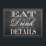 Eat, Drink en huwelijkshuwelijk Informatiekaartje<br><div class="desc">Eten,  Drink & worden getrouwd krijtbord bruiloft detail Kaarten.</div>