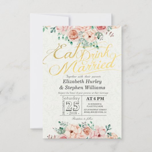 EAT-Drink en huwelijkshuwelijk Kaart (Voorkant)