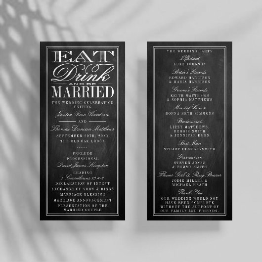 Eat, Drink en huwelijkshuwelijk Programmakaart