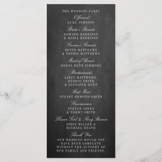 Eat, Drink en huwelijkshuwelijk Programmakaart (Achterkant)