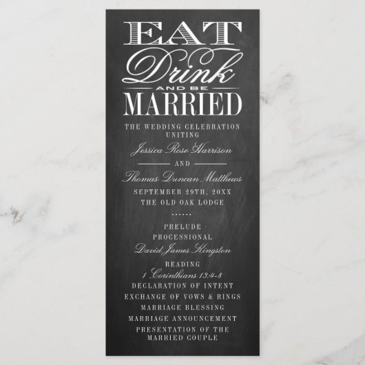 Eat, Drink en huwelijkshuwelijk Programmakaart (Voorkant)