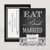 Eat Drink en huwelijkshuwelijk RSVP Kaartje (Voorkant / Achterkant)