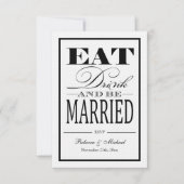 Eat Drink en huwelijksreis - Linen Paper RSVP (Voorkant)