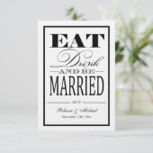 Eat Drink en huwelijksreis - Linen Paper RSVP (Staand voorkant)