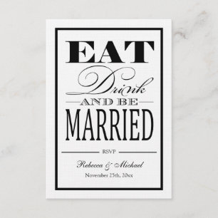 Eat Drink en huwelijksreis - Linen Paper RSVP Kaartje