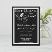 Eat Drink en huwelijksuitnodiging Kaart (Staand voorkant)