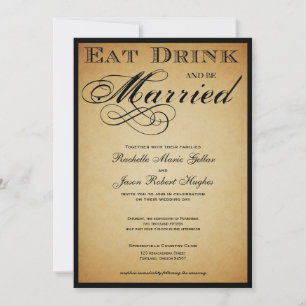 Eat Drink en huwelijksuitnodiging Kaart
