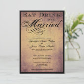 Eat Drink en huwelijksuitnodiging Kaart (Staand voorkant)