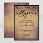 Eat Drink en huwelijksuitnodiging Kaart (Voorkant / Achterkant)