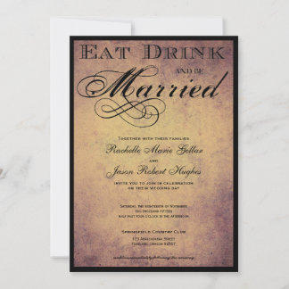 Eat Drink en huwelijksuitnodiging Kaart