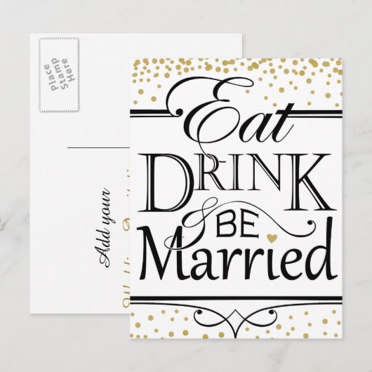 Eat Drink en huwelijksuitnodigingen Uitnodiging Briefkaart (Voorkant / Achterkant)