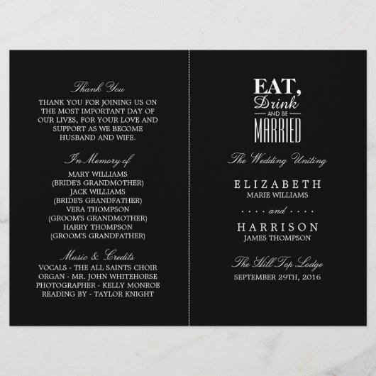 Eat, Drink en huwelijksweddenschap (Voorkant)