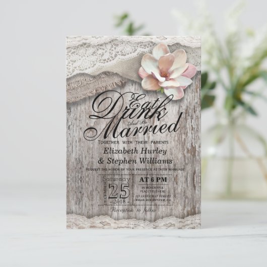 EAT-Drink en huwelijksweduwschap met houten schoot Kaart (Staand voorkant)