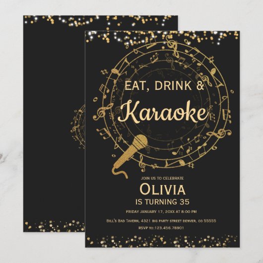 Eat, drink en Karaoke Kaart (Voorkant / Achterkant)