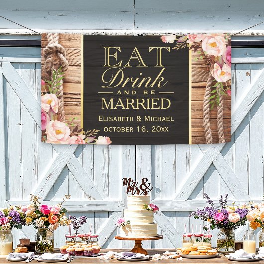 EAT-Drink en met ritssluiting gehuwd hout Spandoek