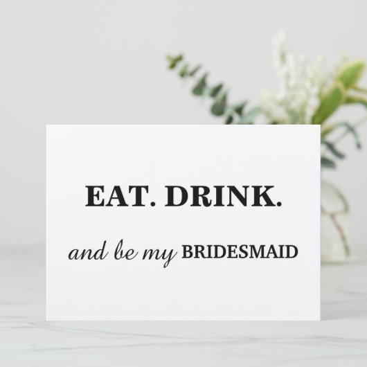 EAT DRINK en m'n BRIDESMAID Kraft. Kaart (Staand voorkant)