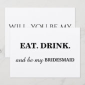 EAT DRINK en m'n BRIDESMAID Kraft. Kaart (Voorkant / Achterkant)