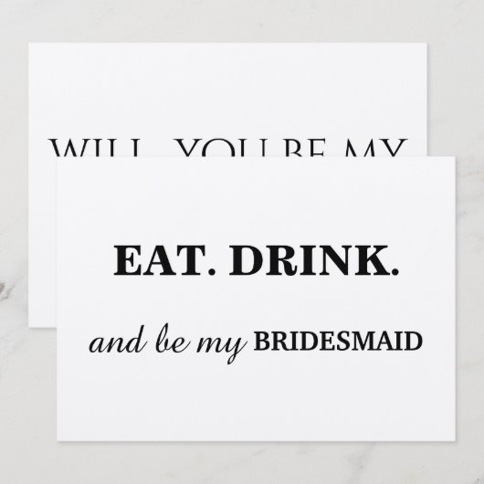 EAT DRINK en m'n BRIDESMAID Kraft. Kaart (Voorkant / Achterkant)