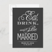 Eat Drink en moet getrouwd zijn Aankondigingskaart (Voorkant / Achterkant)