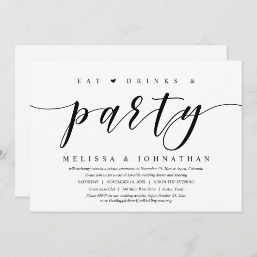 Eat, Drink en partij, weddenschap Kaart (Voorkant / Achterkant)