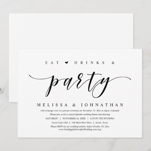 Eat, Drink en partij, weddenschap Kaart (Voorkant / Achterkant)