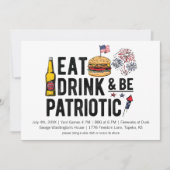 Eat, Drink en patriottisch op 4 juli Uitnodiging (Voorkant)