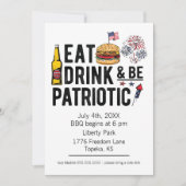 Eat, Drink en patriottisch op 4 juli Uitnodiging (Voorkant)