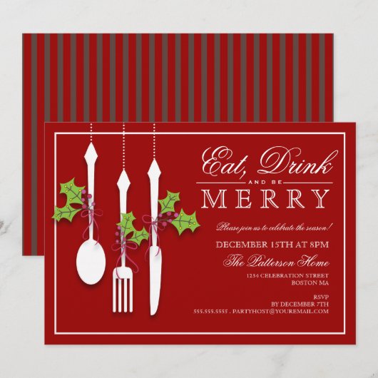 Eat Drink en prettige kerstfeestdag Kaart (Voorkant / Achterkant)