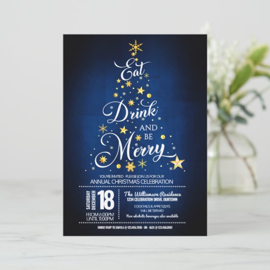 Eat, Drink en prettige kerstfeestdagen Kaart (Staand voorkant)