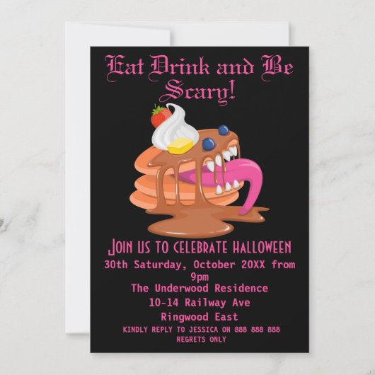 EAT-DRINK EN SCHADEHALLOEEN PARTIJ KAART (Voorkant)