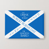 Eat Drink en Toast Robbie Burns Schotse vlag Button (Voorkant)