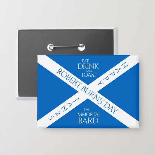Eat Drink en Toast Robbie Burns Schotse vlag Button (Voorkant / Achterkant)