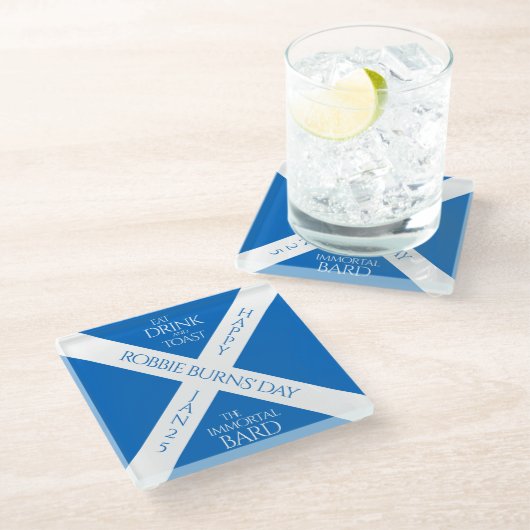 Eat Drink en Toast Robbie Burns Schotse vlag Glazen Onderzetter (Schuin)