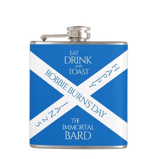 Eat Drink en Toast Robbie Burns Schotse vlag Heupfles (Voorkant)