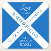 Eat Drink en Toast Robbie Burns Schotse vlag Kartonnen Onderzetters (Voorkant)