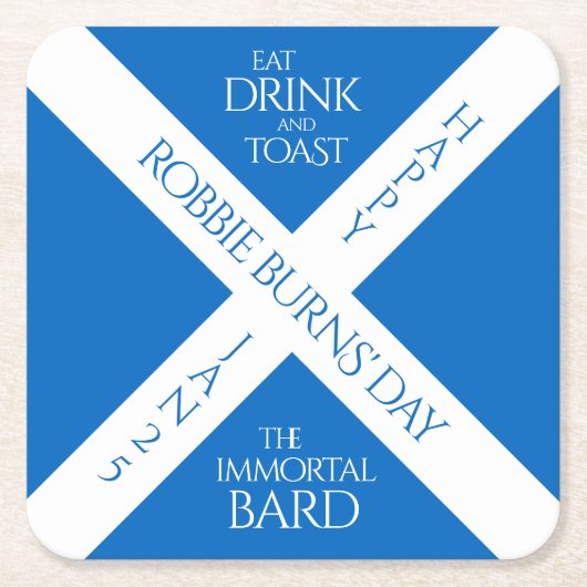 Eat Drink en Toast Robbie Burns Schotse vlag Kartonnen Onderzetters (Voorkant)